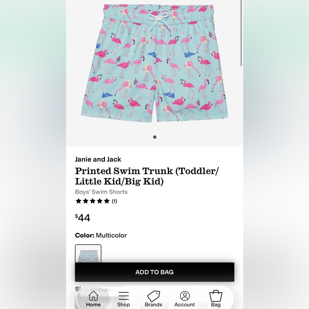 Janie and Jack Pink flamingo Swim Shorts and matching pink t-shirt set size 4 - Picture 6 of 6